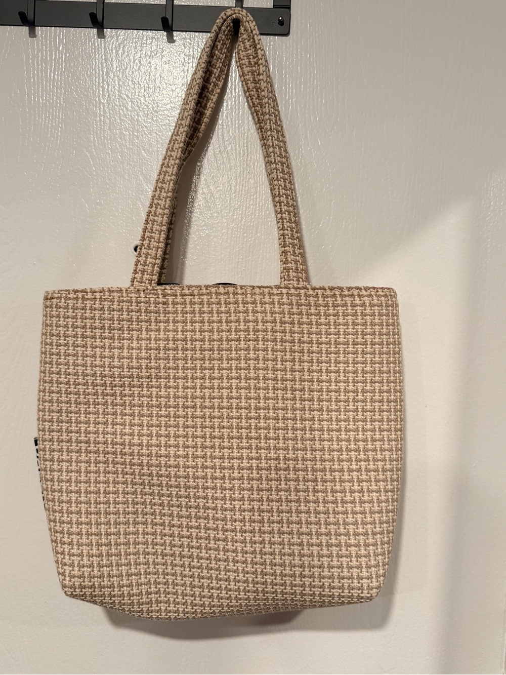 Beige Woven Tote Bag